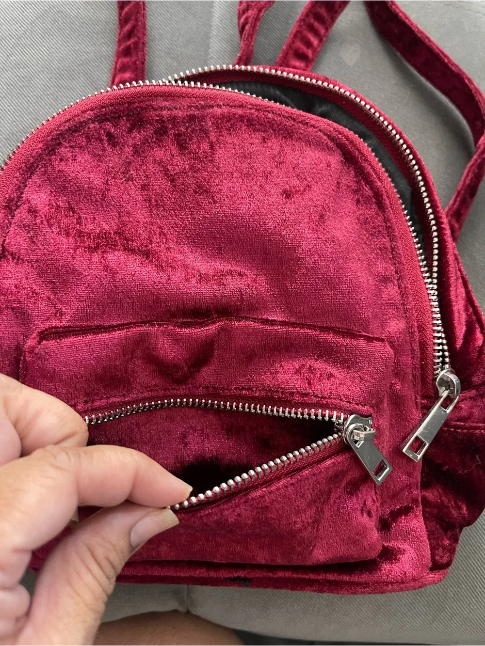 Forever 21 Velvet Mini Backpack - Wine